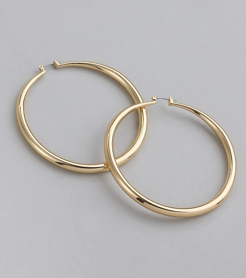 Sleek Glam Large Hollow Hoop Earrings