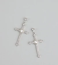 Chic Factor Rhinestone Cross Earrings