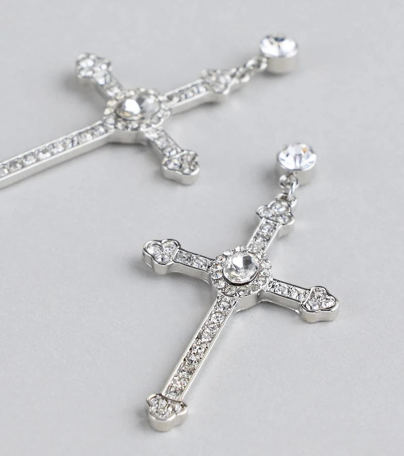 Chic Factor Rhinestone Cross Earrings