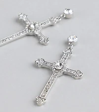Chic Factor Rhinestone Cross Earrings