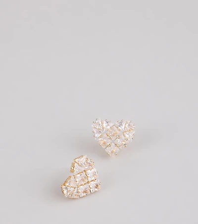 Heart Eyes Cubic Zirconia Stud Earrings