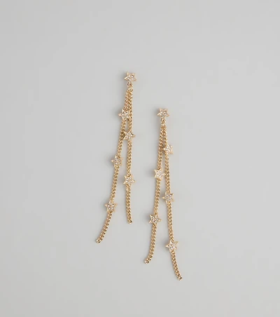 Catch The Glow Rhinestone Star Linear Earrings