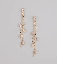 Elegant Nature Rhinestone Leaf Twist Earrings