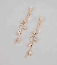 Elegant Nature Rhinestone Leaf Twist Earrings