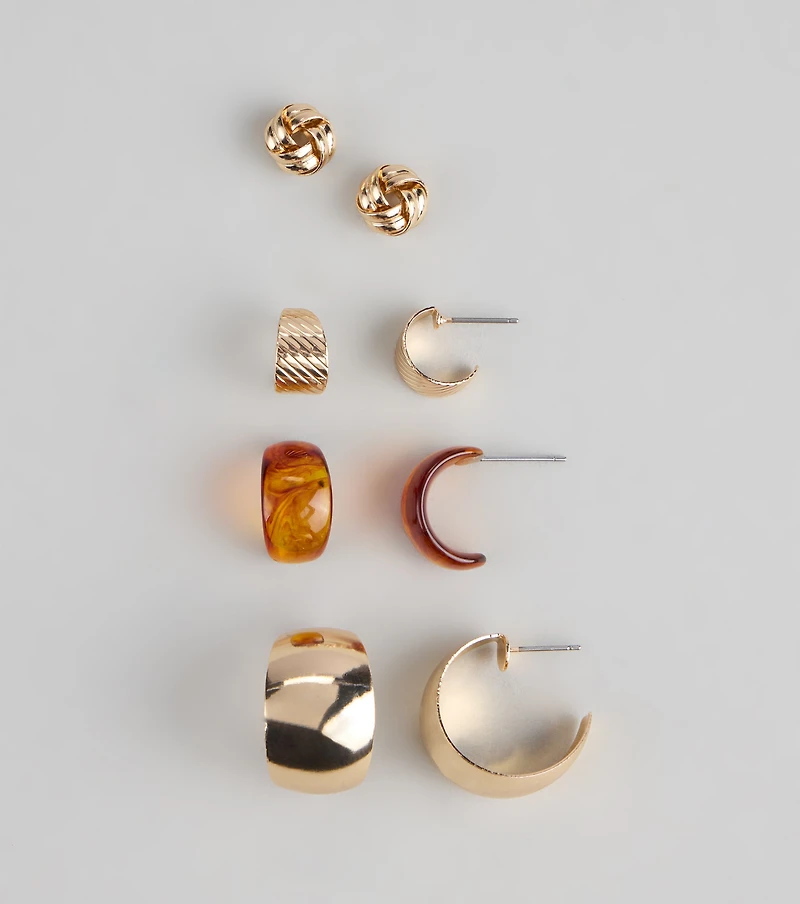 Mix It Up Hoop And Stud Earrings Set