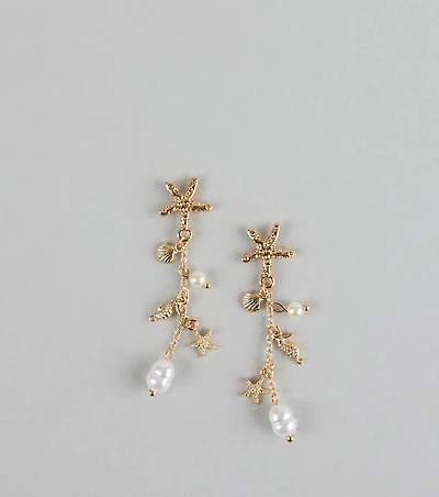 Mermaid Mood Starfish and Seashell Earrings