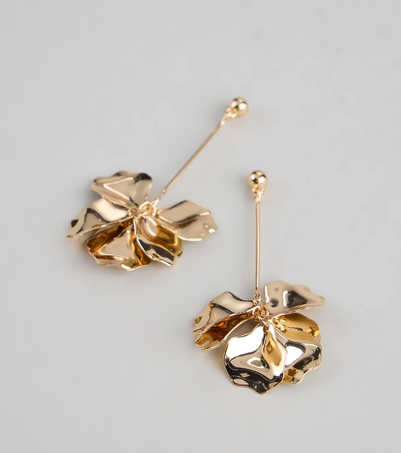 Golden Bloom Floral Earrings