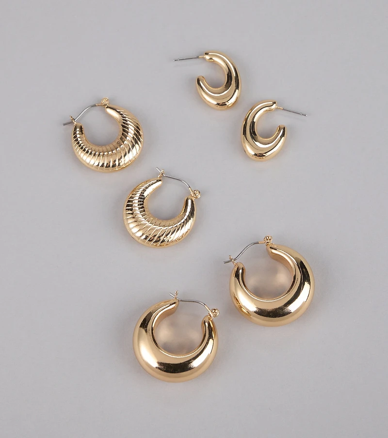 Perfect Trio Hoop Earrings Set