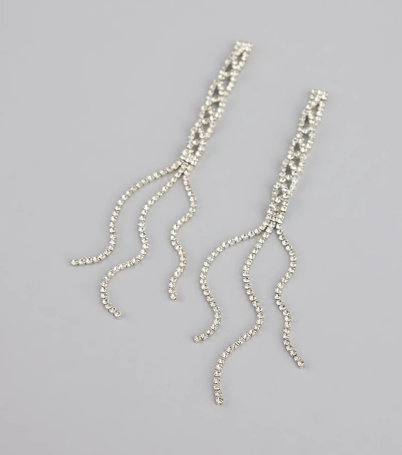 Twisted Shine Rhinestone Fringe Earrings