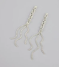 Twisted Shine Rhinestone Fringe Earrings