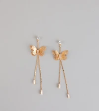 Soft Sparkle Rhinestone Butterfly Earrings