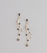 Spirals And Sparkle Butterfly Linear Earrings