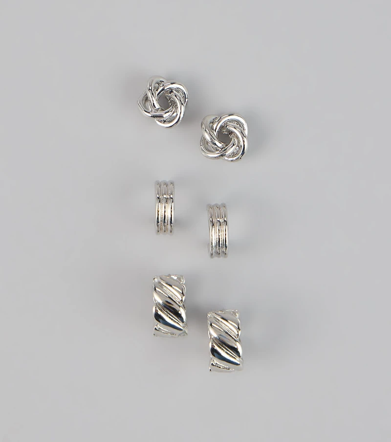 Three Times the Shine Hoop Earring Set