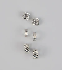 Three Times the Shine Hoop Earring Set