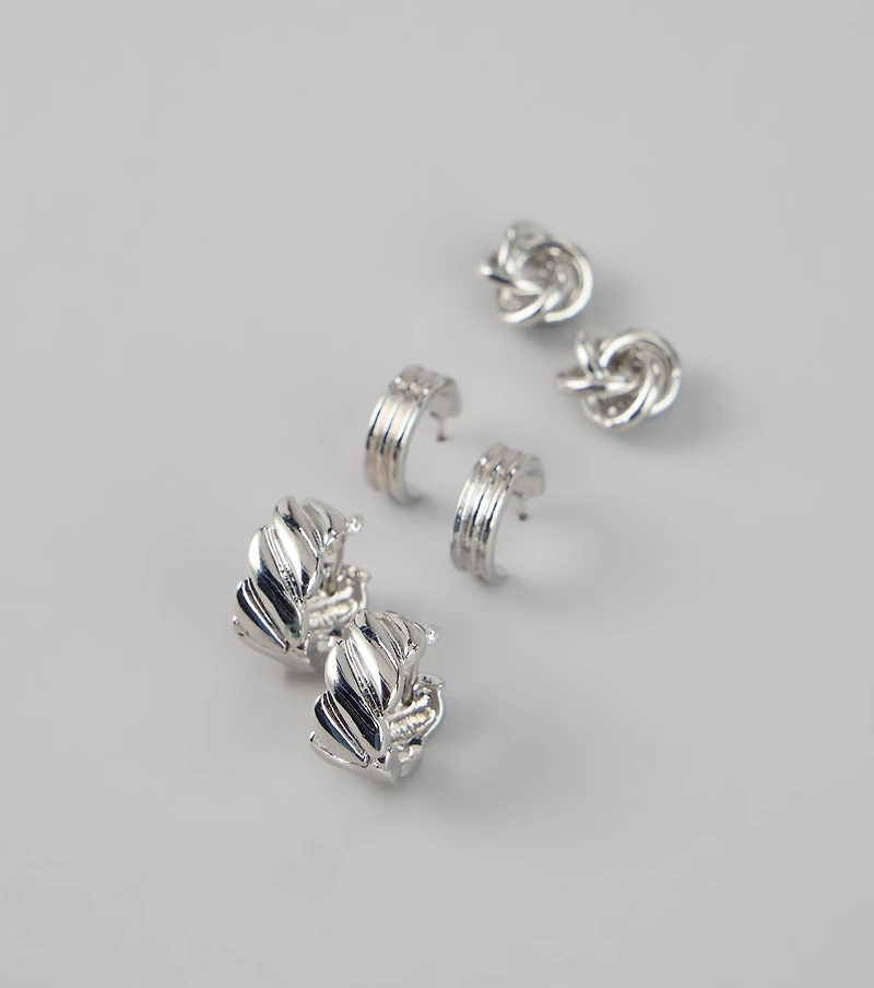 Three Times the Shine Hoop Earring Set