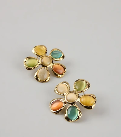 Bloom Bright Stone Flower Stud Earrings