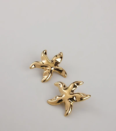 Coastal Glam Starfish Stud Earrings