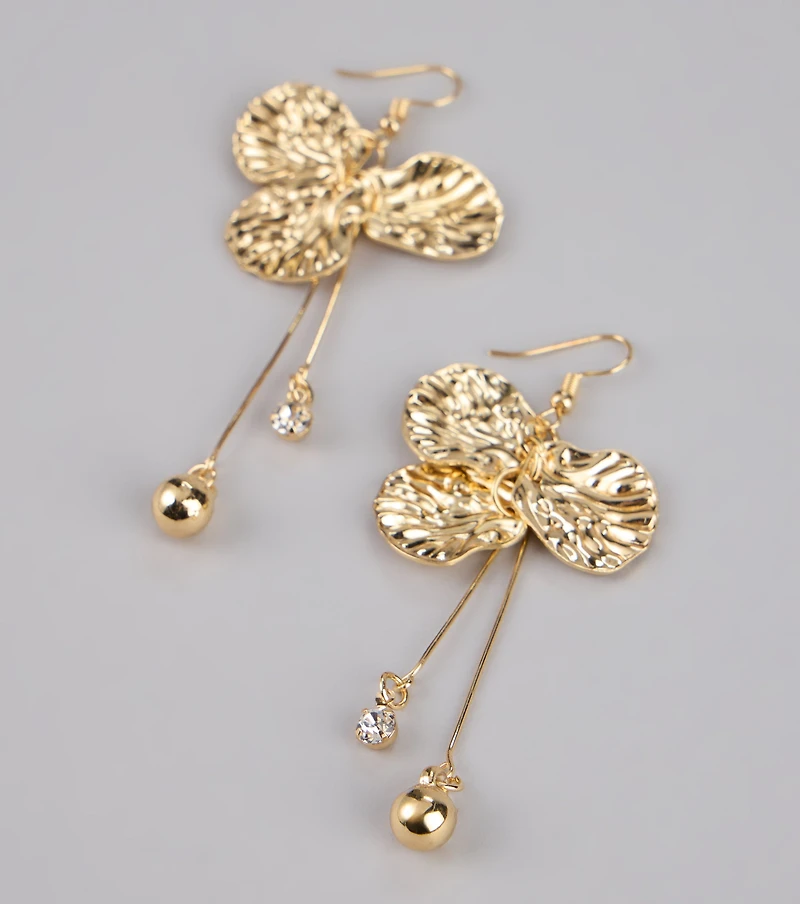 Golden Bloom Floral Petal Earrings