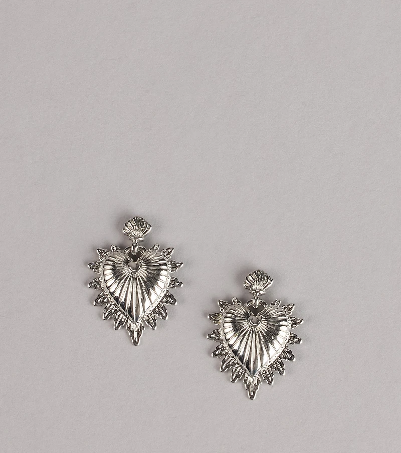 Burning Love Sacred Heart Earrings