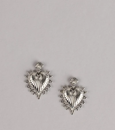 Burning Love Sacred Heart Earrings
