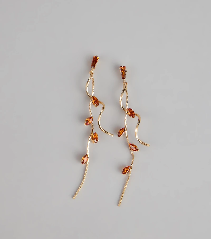 Glow For You Rhinestone Linear Twist Earrings