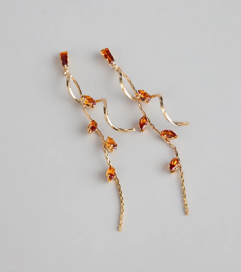 Glow For You Rhinestone Linear Twist Earrings