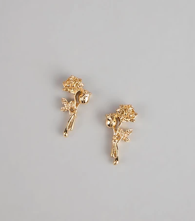 Gilded Garden Rose Stud Earrings