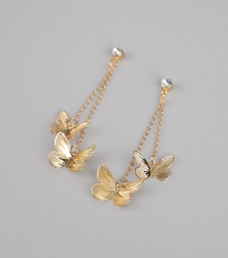 Soft Shine Butterfly Linear Earrings