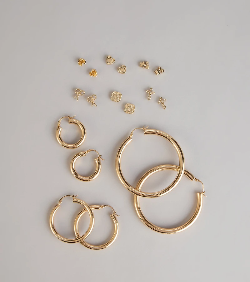 Infinite Style Stud And Hoop Earrings Set