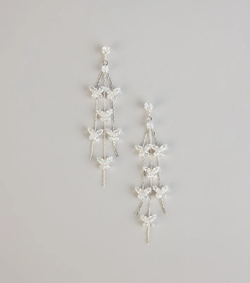 Wing It Butterfly Cubic Zirconia Earrings