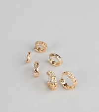Glow Up Rhinestone Hoop Earrings Set