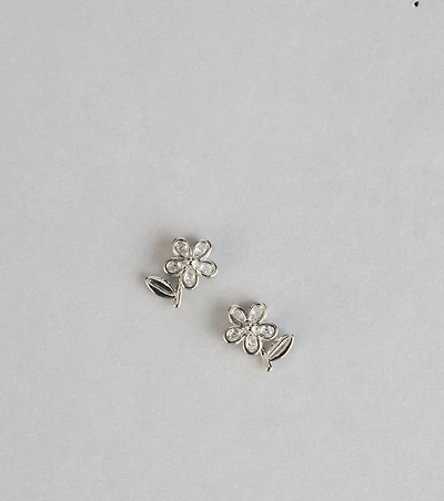 Sweet Bloom Cubic Zirconia Flower Stud Earrings
