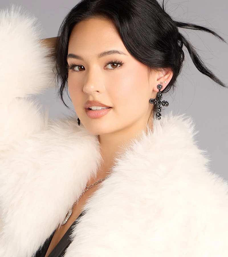 Dark Glam Statement Cross Earrings