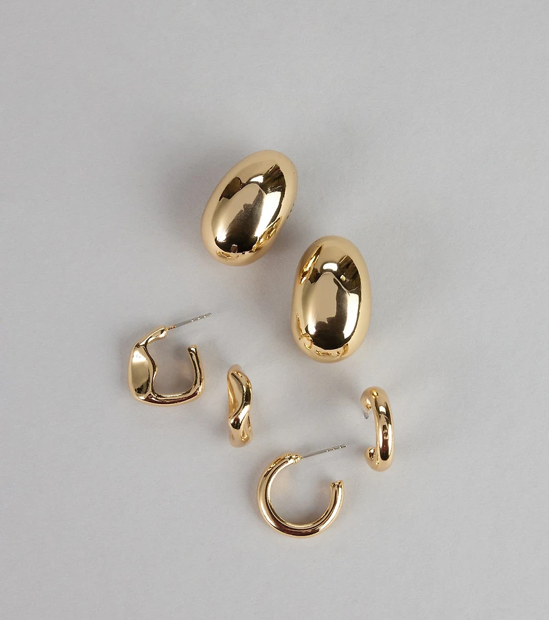 Effortless Glam Hoop Earrings Trio