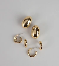 Effortless Glam Hoop Earrings Trio