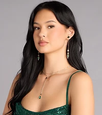 Glimmer Line Gemstone Chain Earrings