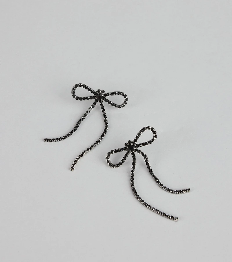 True Bliss Rhinestone Bow Earrings