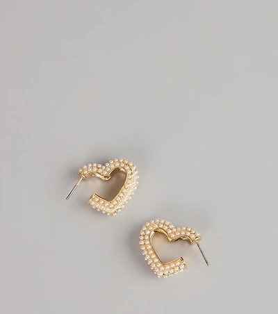 Love Notes Faux Pearl Heart Earrings
