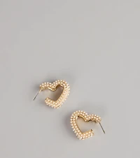 Love Notes Faux Pearl Heart Earrings