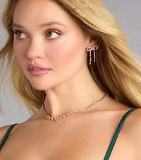 Sweet Spark Rhinestone Bow Earrings