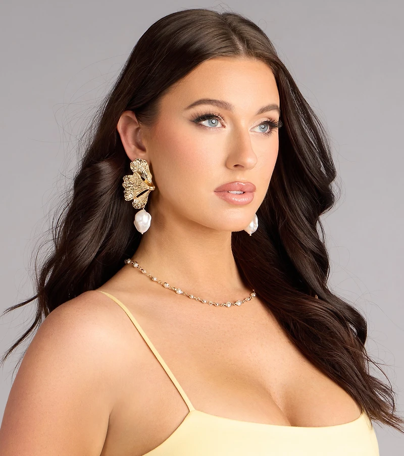 Petal Perfect Faux Pearl Charm Earrings