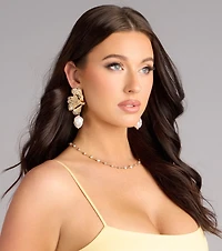 Petal Perfect Faux Pearl Charm Earrings