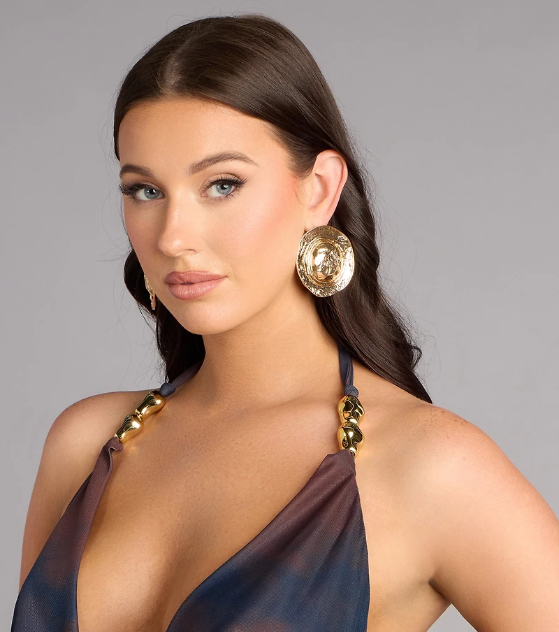 Liquid Glow Molten Wave Statement Earrings