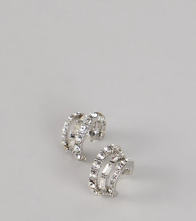 All Eyes Here Rhinestone Hoop Earrings