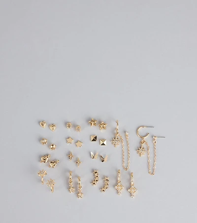 Charm Rotation Rhinestone Earrings Set