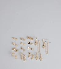 Charm Rotation Rhinestone Earrings Set