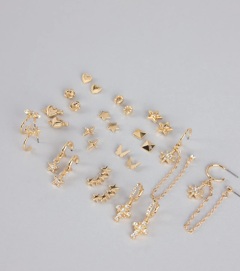 Charm Rotation Rhinestone Earrings Set