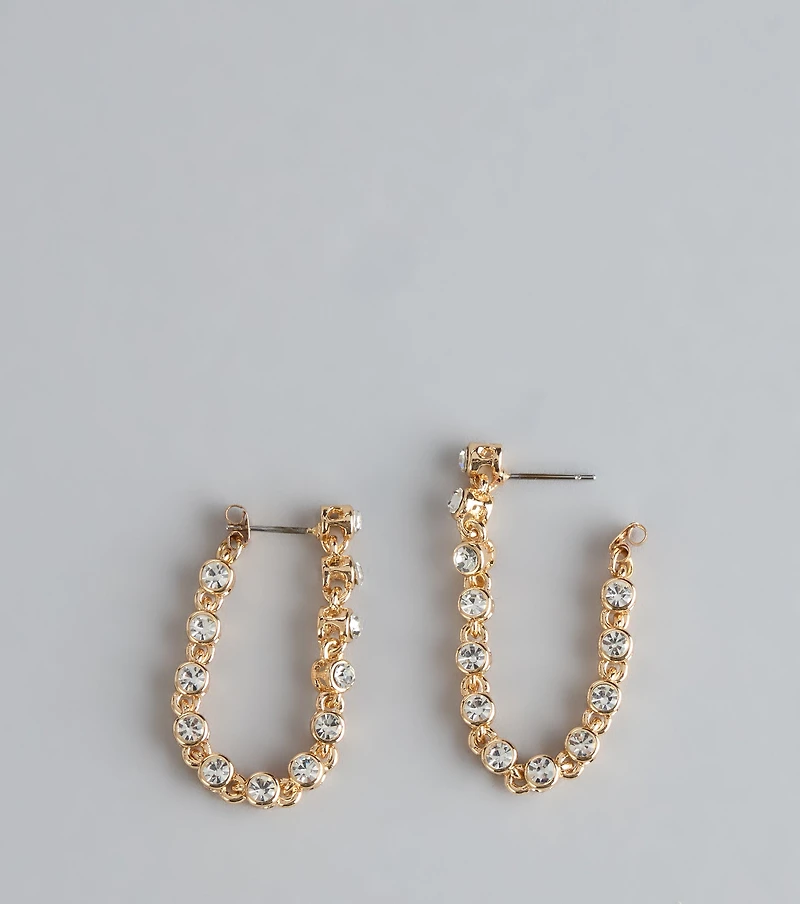 Caught Staring Rhinestone Front-To-Back Earrings