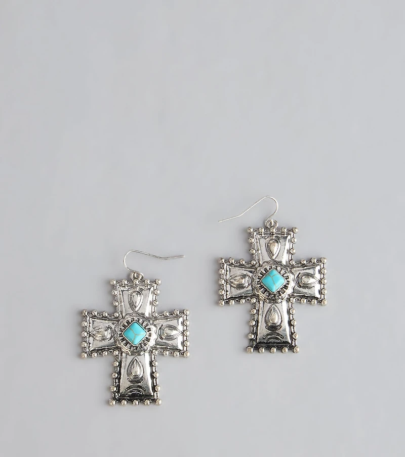 Desert Charm Cross Earrings