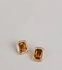 Bold Detail Statement Stone Stud Earrings